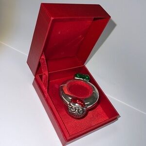Neiman Marcus Holiday Silver Plated Magnetic Napkin Ring in Box